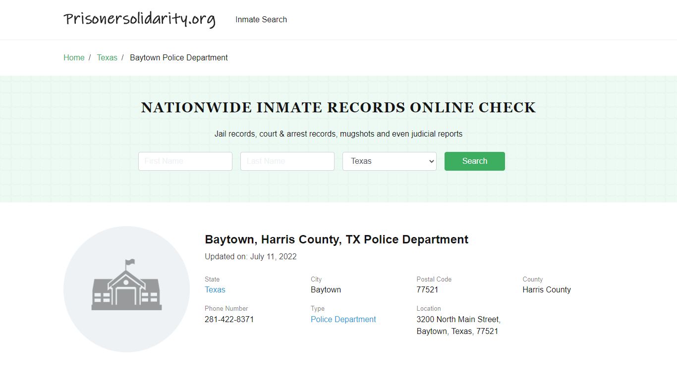 Baytown, TX Police - City Jail Inmates, Arrests